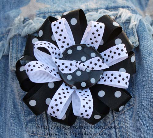 ribbon and button brooch